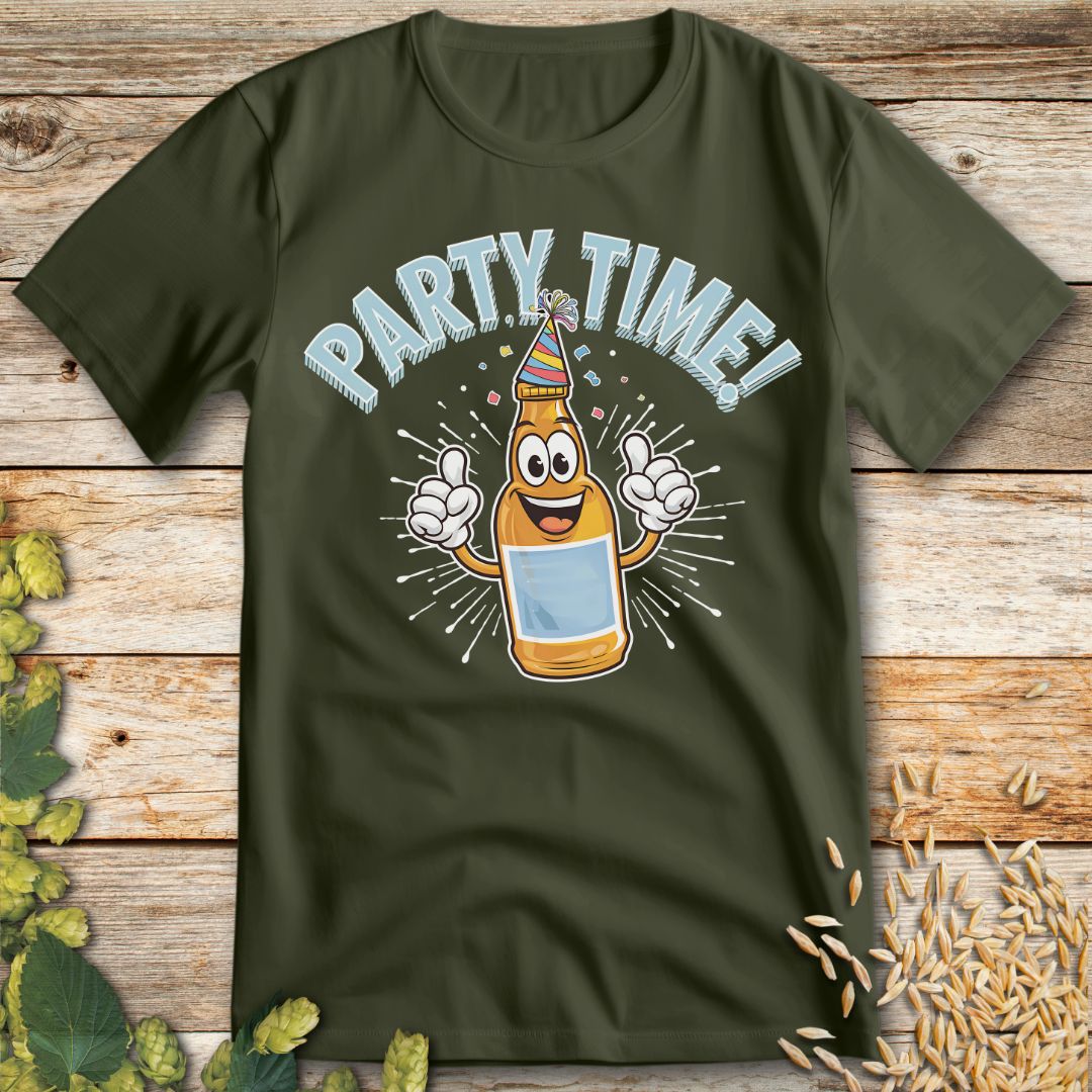 Party Time Beer T-Shirt in Military Green - Funny beer shirt for craft beer lovers