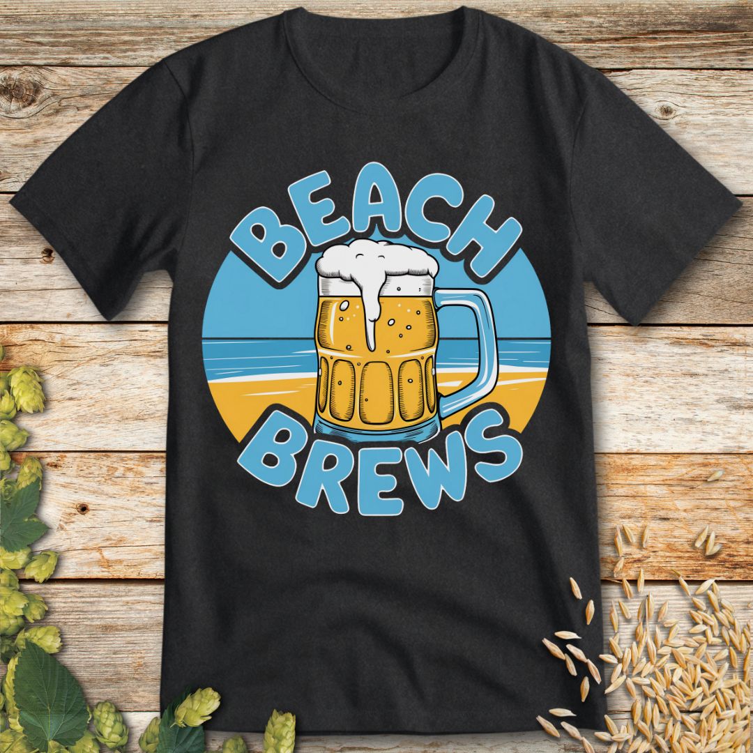 Beach Brews T-Shirt in Dark Heather - Funny beer shirt for craft beer lovers