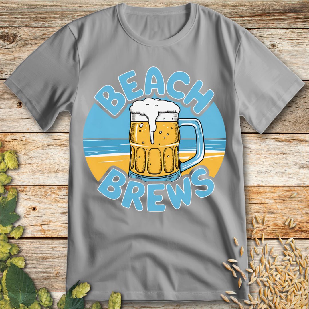 Beach Brews T-Shirt in Ice Grey - Funny beer shirt for craft beer lovers