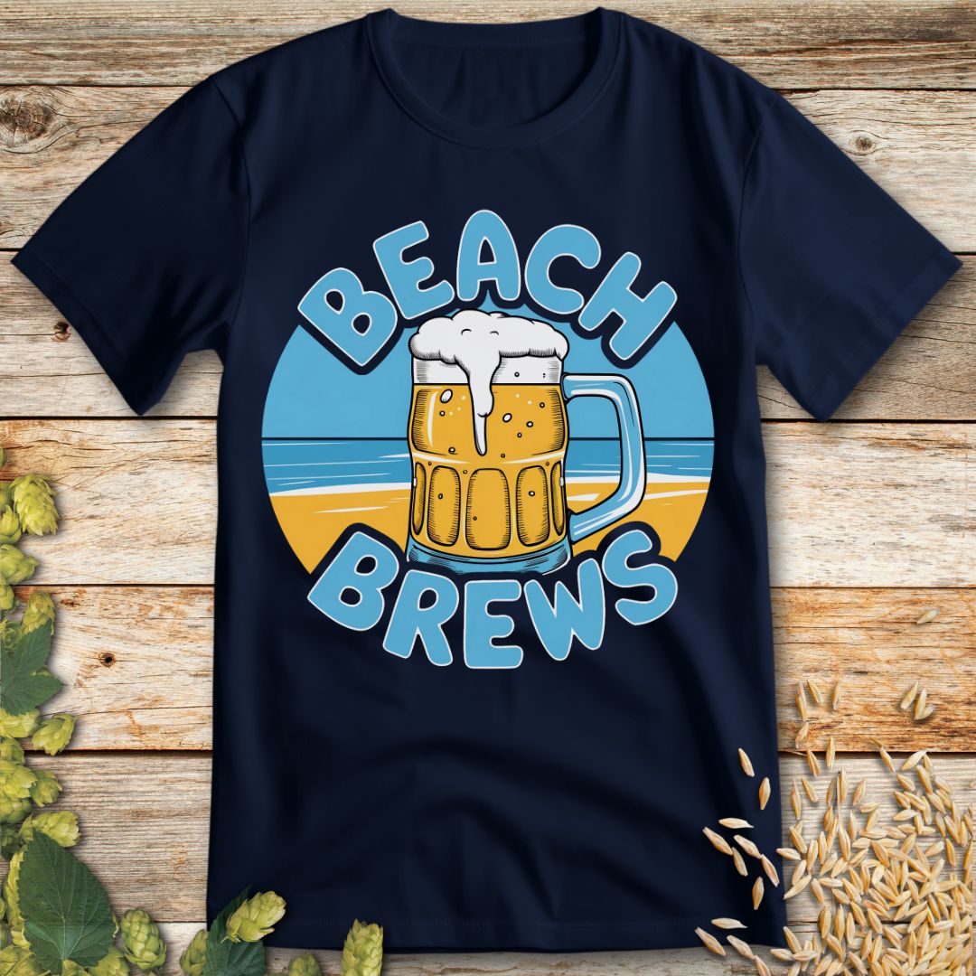 Beach Brews T-Shirt in Navy - Funny beer shirt for craft beer lovers