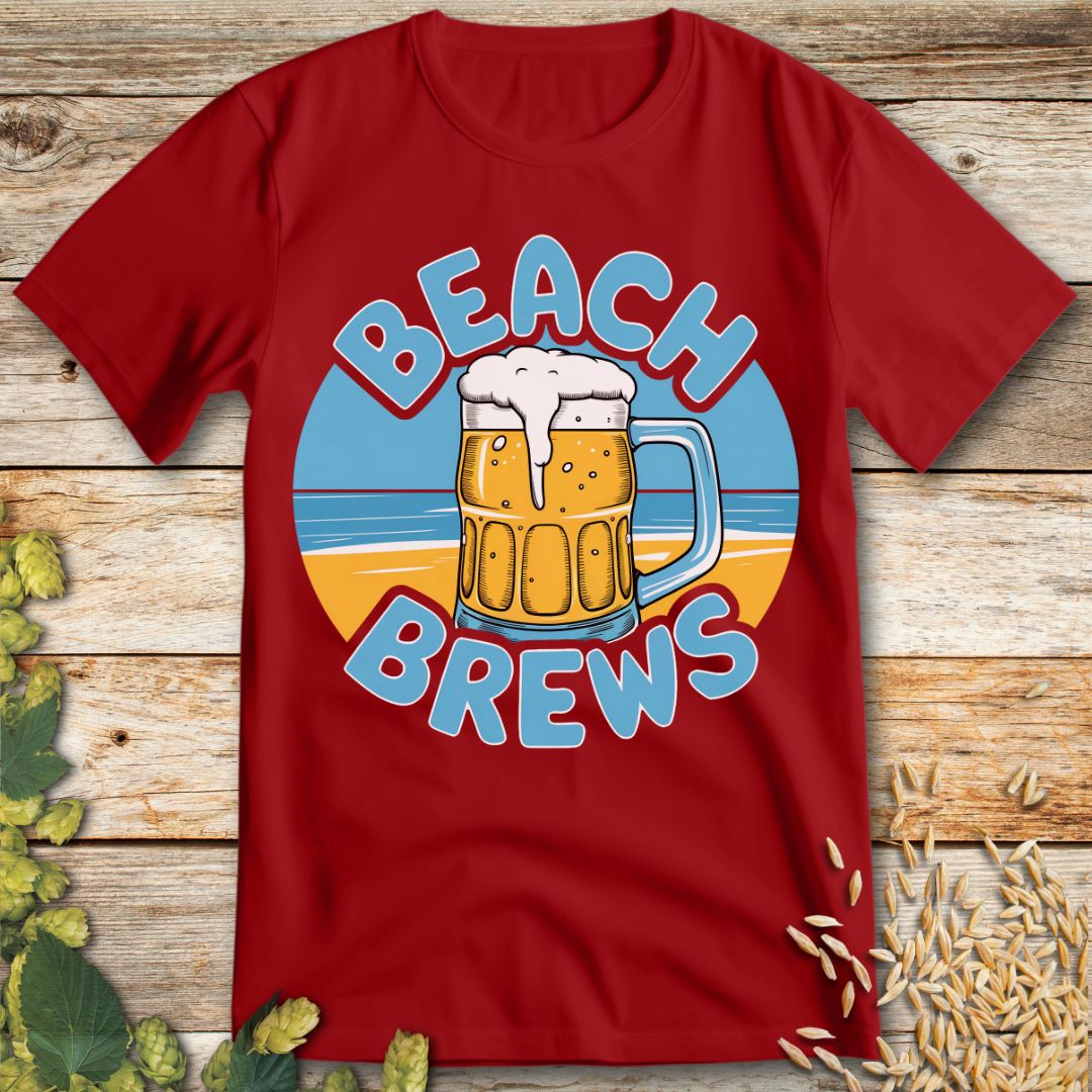 Beach Brews T-Shirt in Red - Funny beer shirt for craft beer lovers