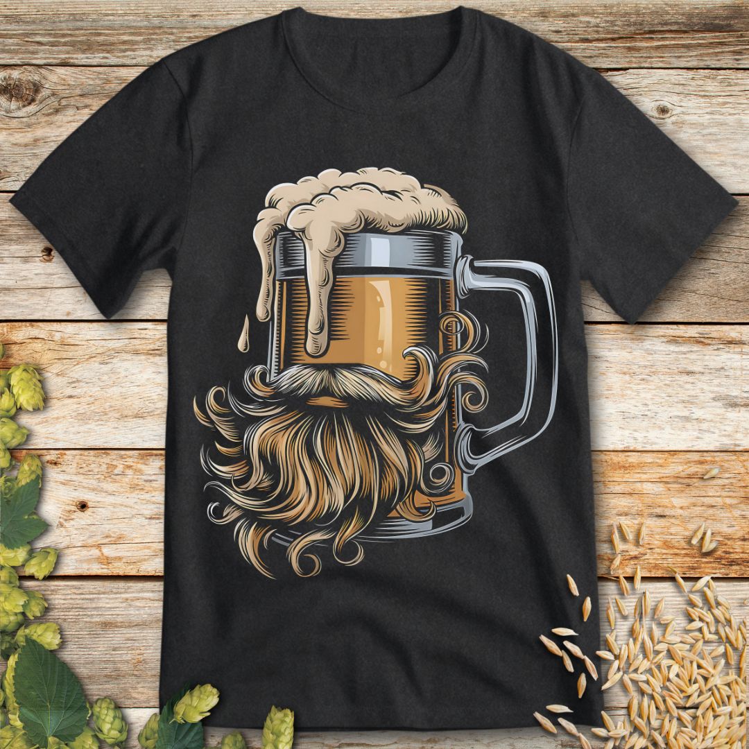 Bearded Brew Beer T-Shirt in Dark Heather - Funny beer shirt for craft beer lovers
