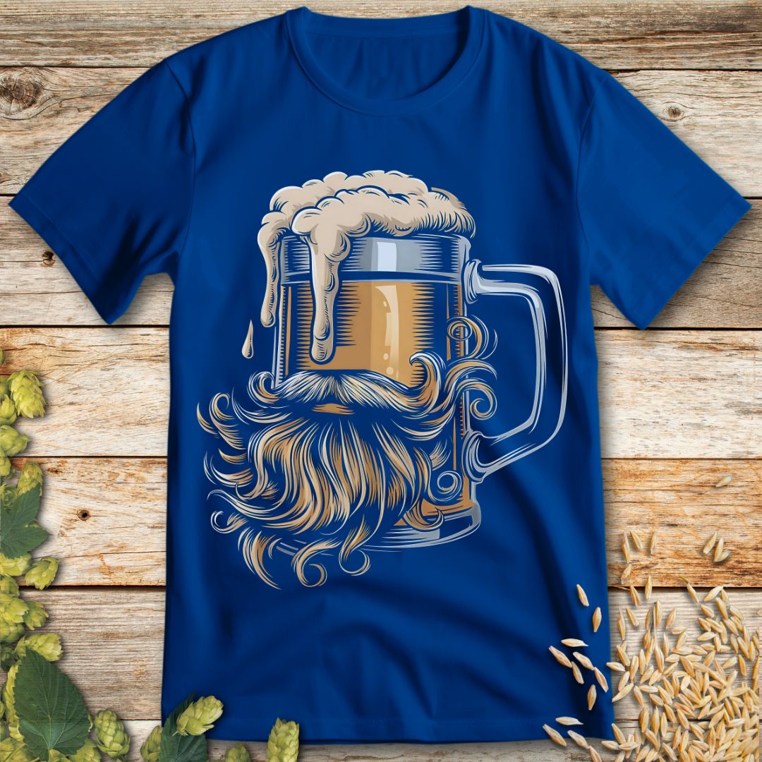 Bearded Brew Beer T-Shirt in Royal-Blue - Funny beer shirt for craft beer lovers