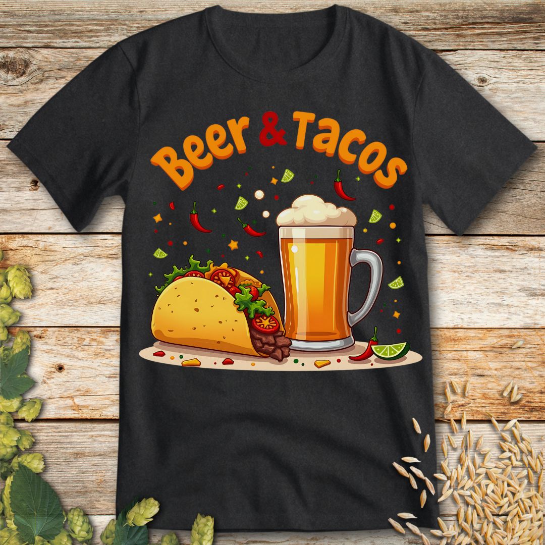 Beer and Tacos T-Shirt in Dark Heather - Funny beer shirt for craft beer lovers