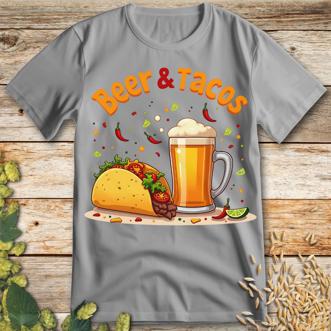 Beer and Tacos T-Shirt in Ice Grey - Funny beer shirt for craft beer lovers