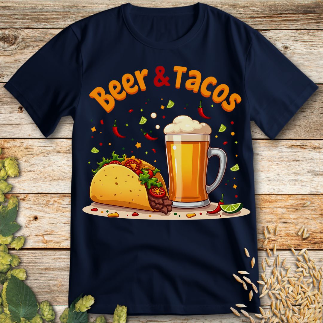 Beer and Tacos T-Shirt in Navy - Funny beer shirt for craft beer lovers