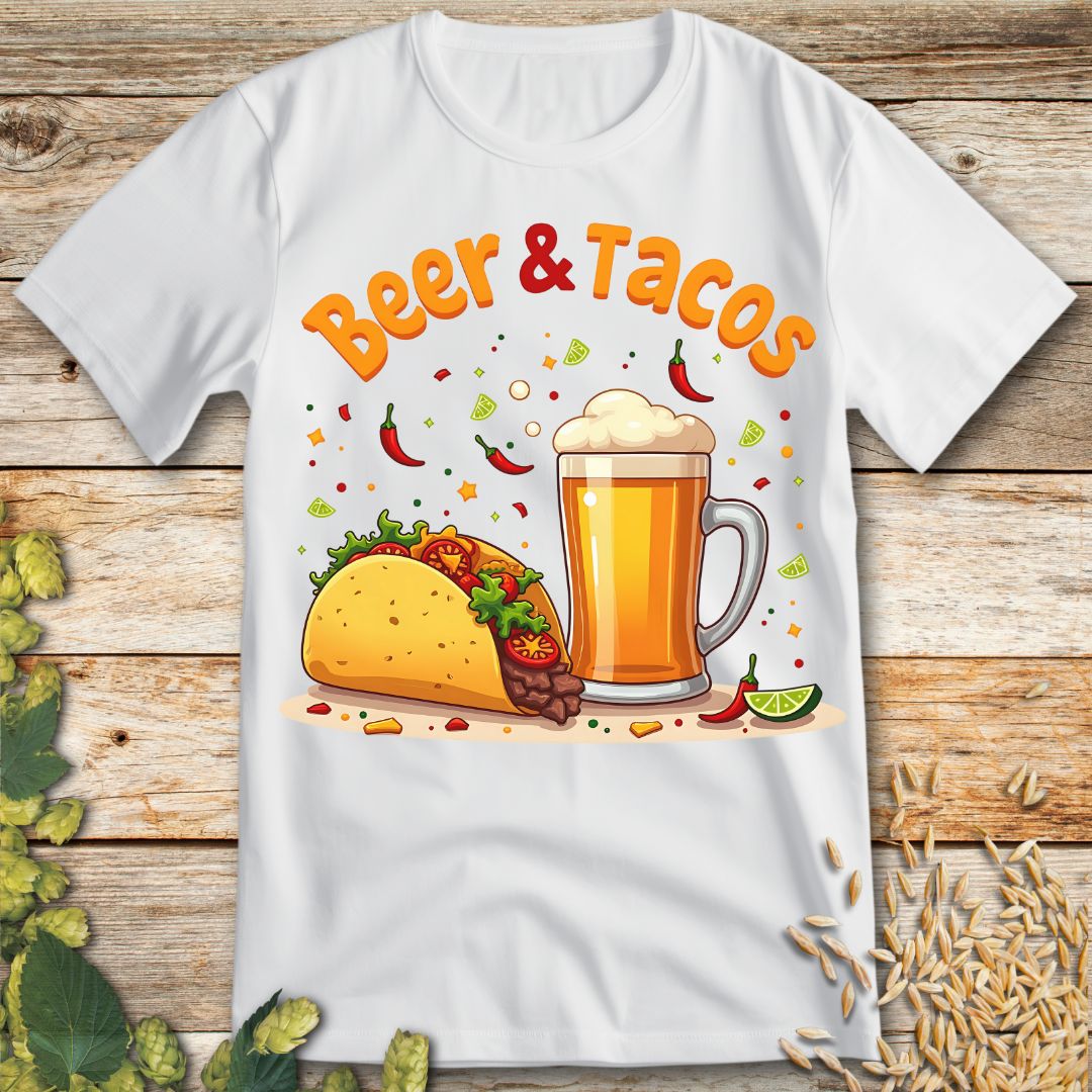 Beer and Tacos T-Shirt in White - Funny beer shirt for craft beer lovers