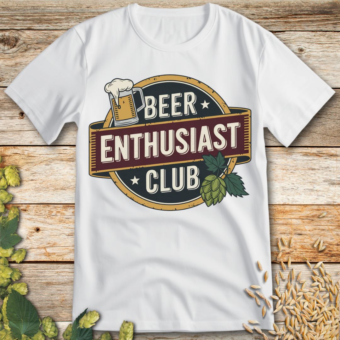 Beer Enthusiast Club T-Shirt in White - Funny beer shirt for craft beer lovers
