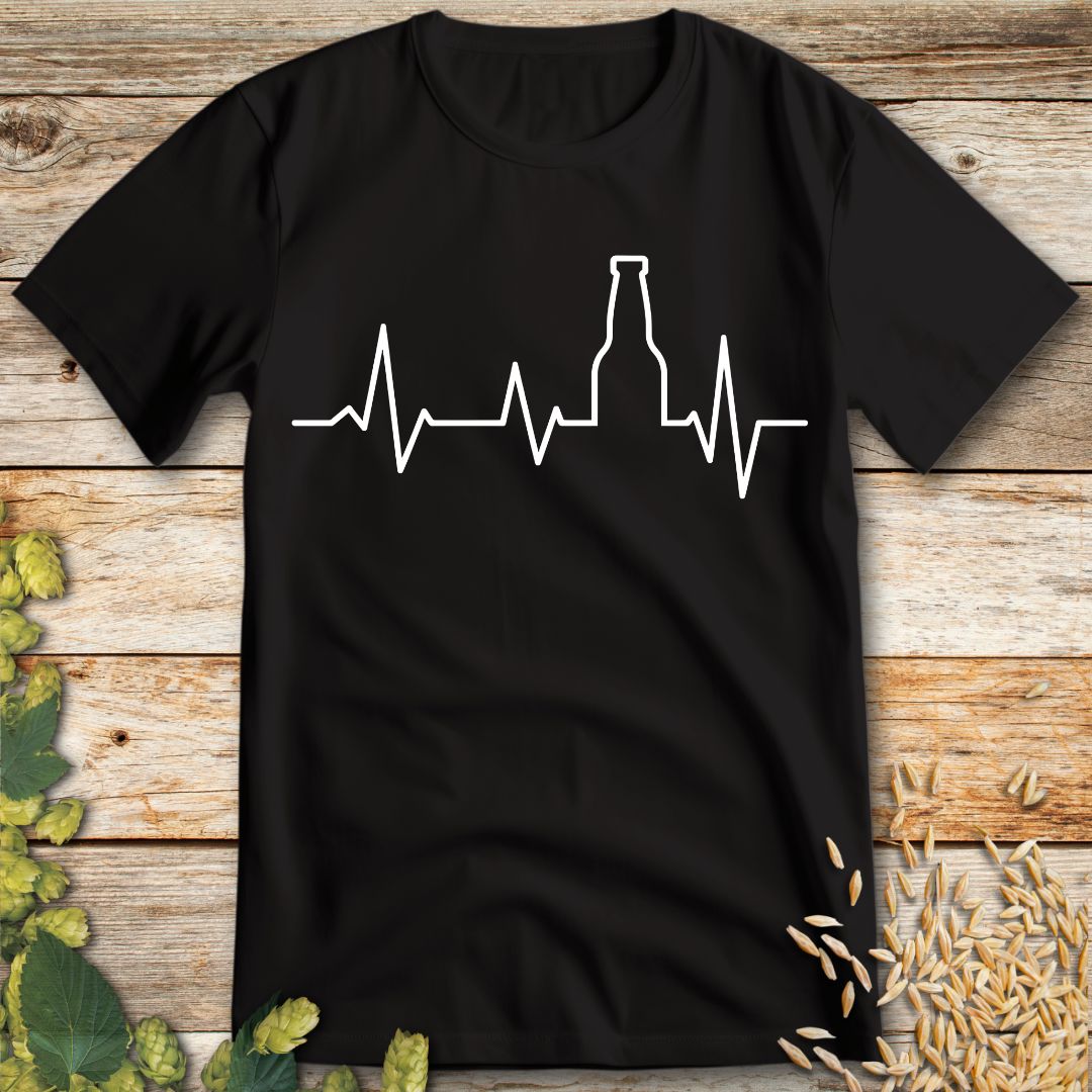 Beer Heartbeat T-Shirt in Black - Funny beer shirt for craft beer lovers