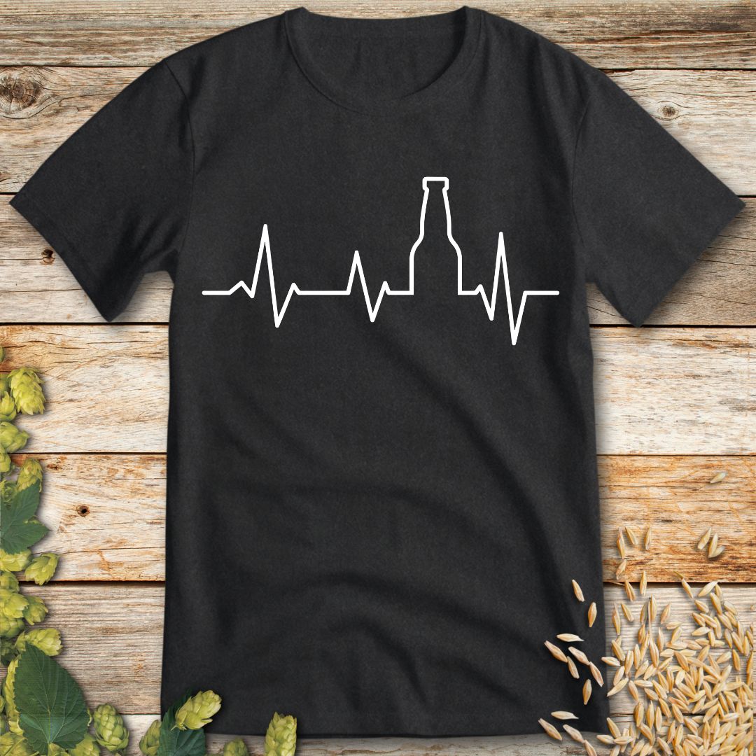 Beer Heartbeat T-Shirt in Dark Heather - Funny beer shirt for craft beer lovers