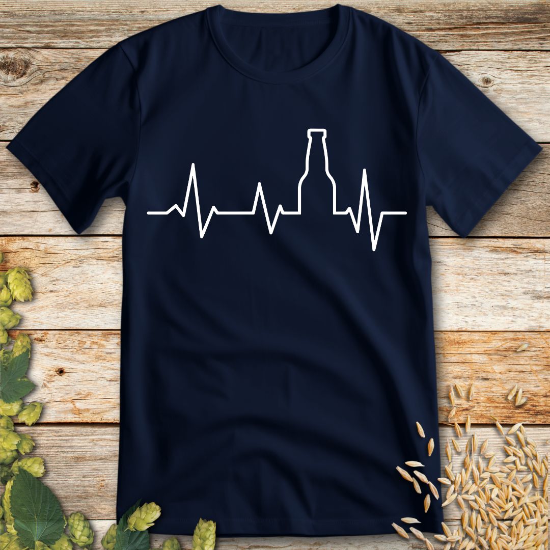 Beer Heartbeat T-Shirt in Navy - Funny beer shirt for craft beer lovers