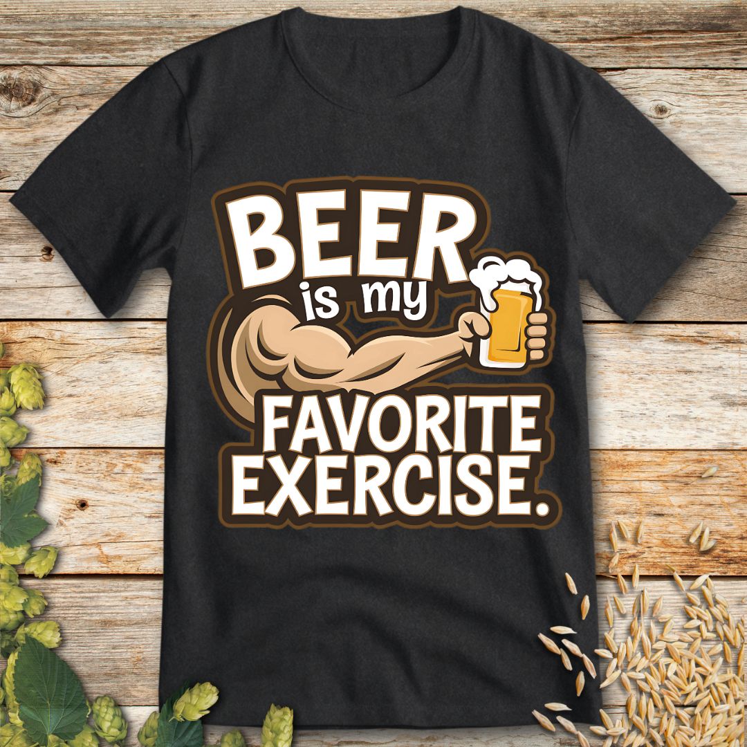 Beer is My Favorite Exercise T-Shirt in Dark Heather - Funny beer shirt for craft beer lovers