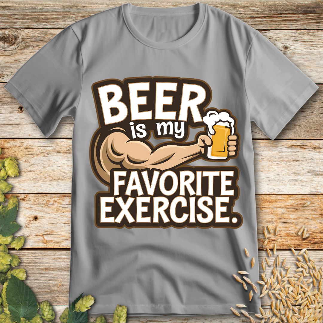 Beer is My Favorite Exercise T-Shirt in Ice Grey - Funny beer shirt for craft beer lovers