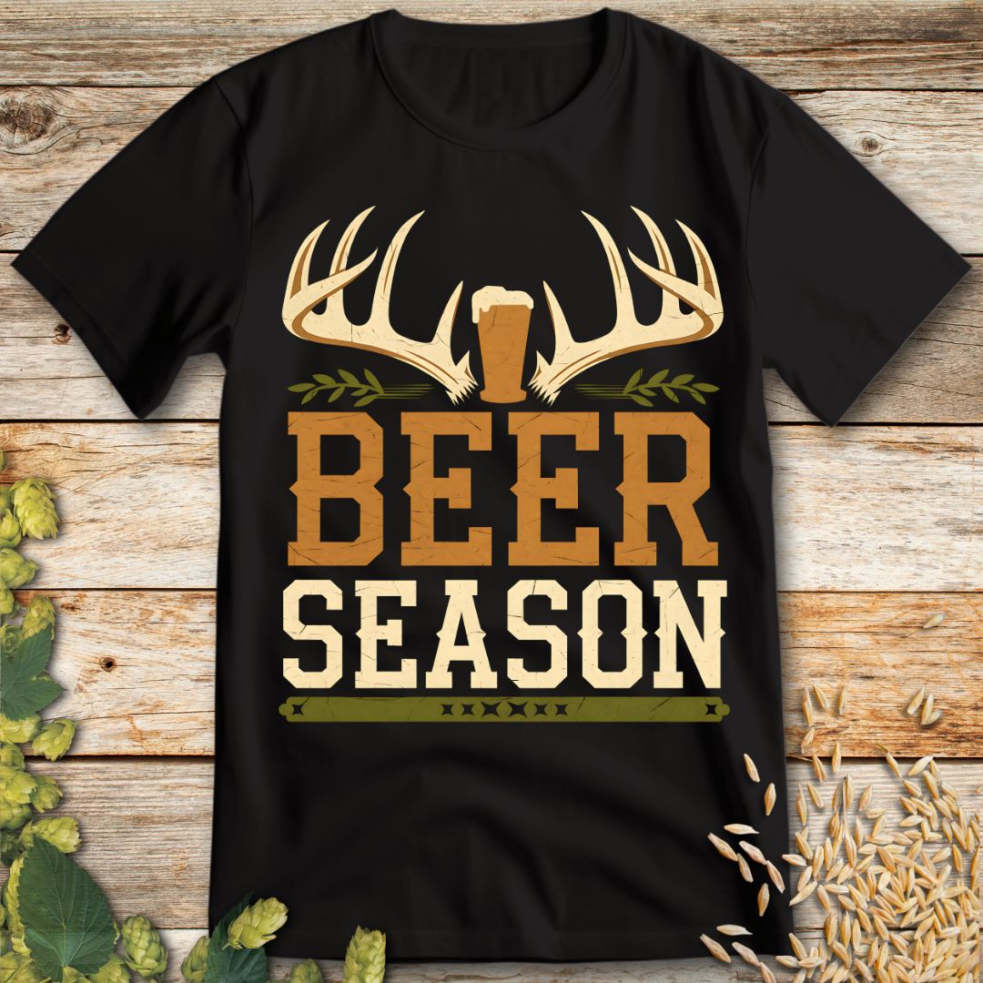 Beer Season Hunting T-Shirt in Black - Funny beer shirt for craft beer lovers
