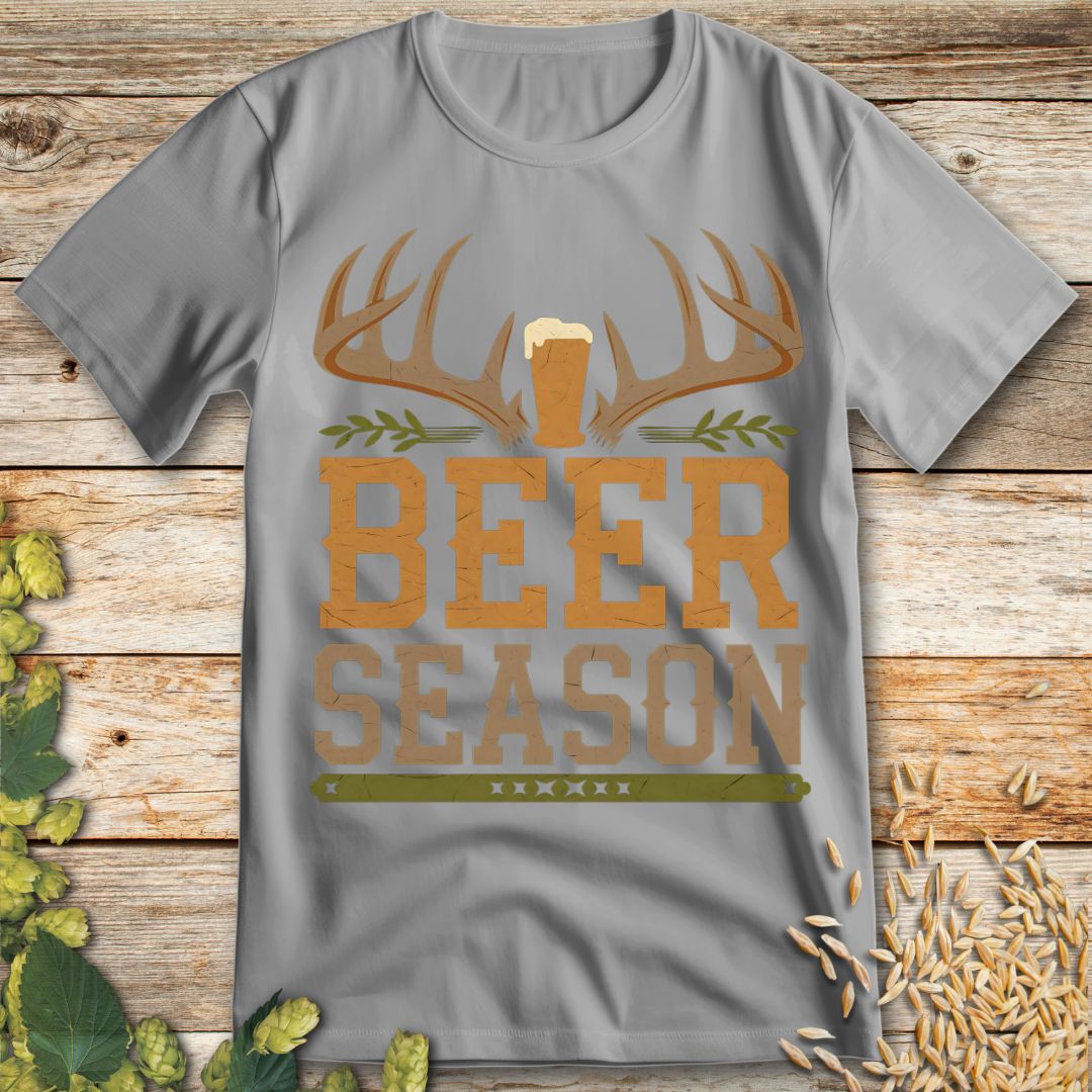 Beer Season Hunting T-Shirt in Ice Grey - Funny beer shirt for craft beer lovers