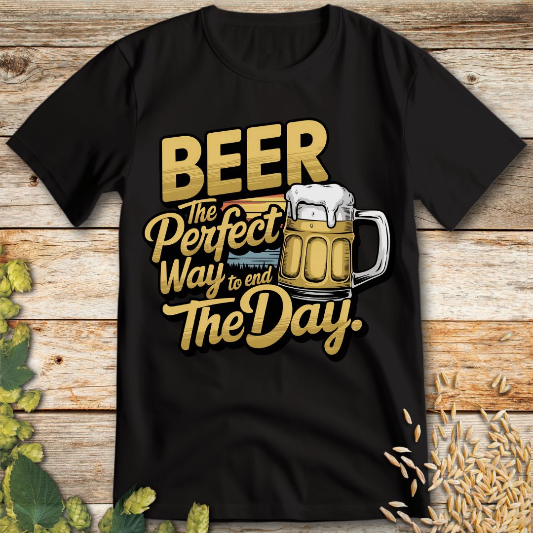 Beer The Perfect Way to End the Day T-Shirt in Black - Funny beer shirt for craft beer lovers