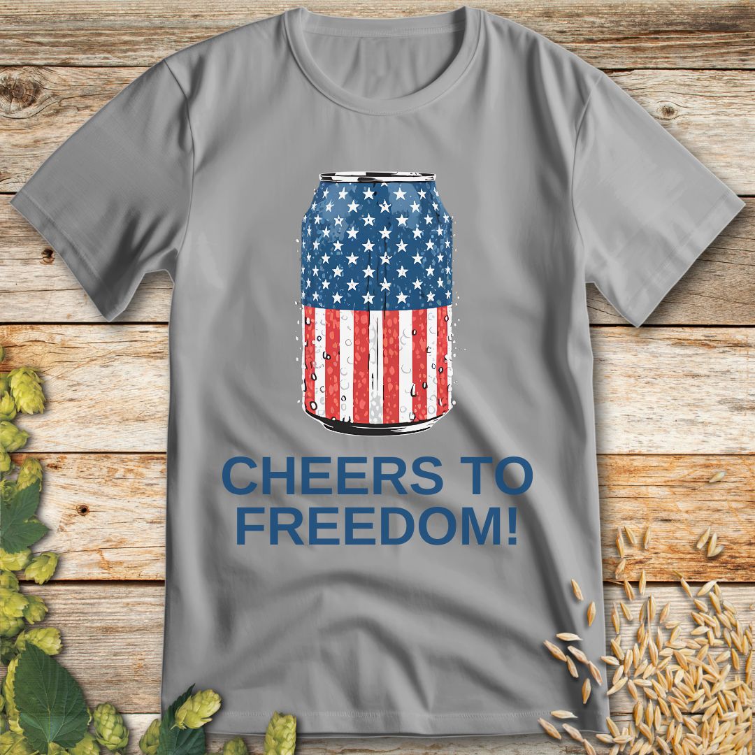 Cheers to Freedom T-Shirt in Ice Grey - Funny beer shirt for craft beer lovers