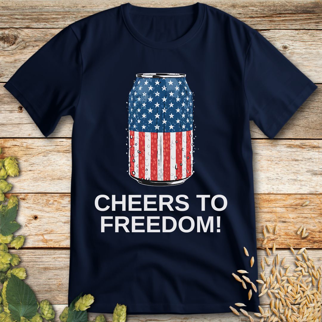 Cheers to Freedom T-Shirt in Navy - Funny beer shirt for craft beer lovers