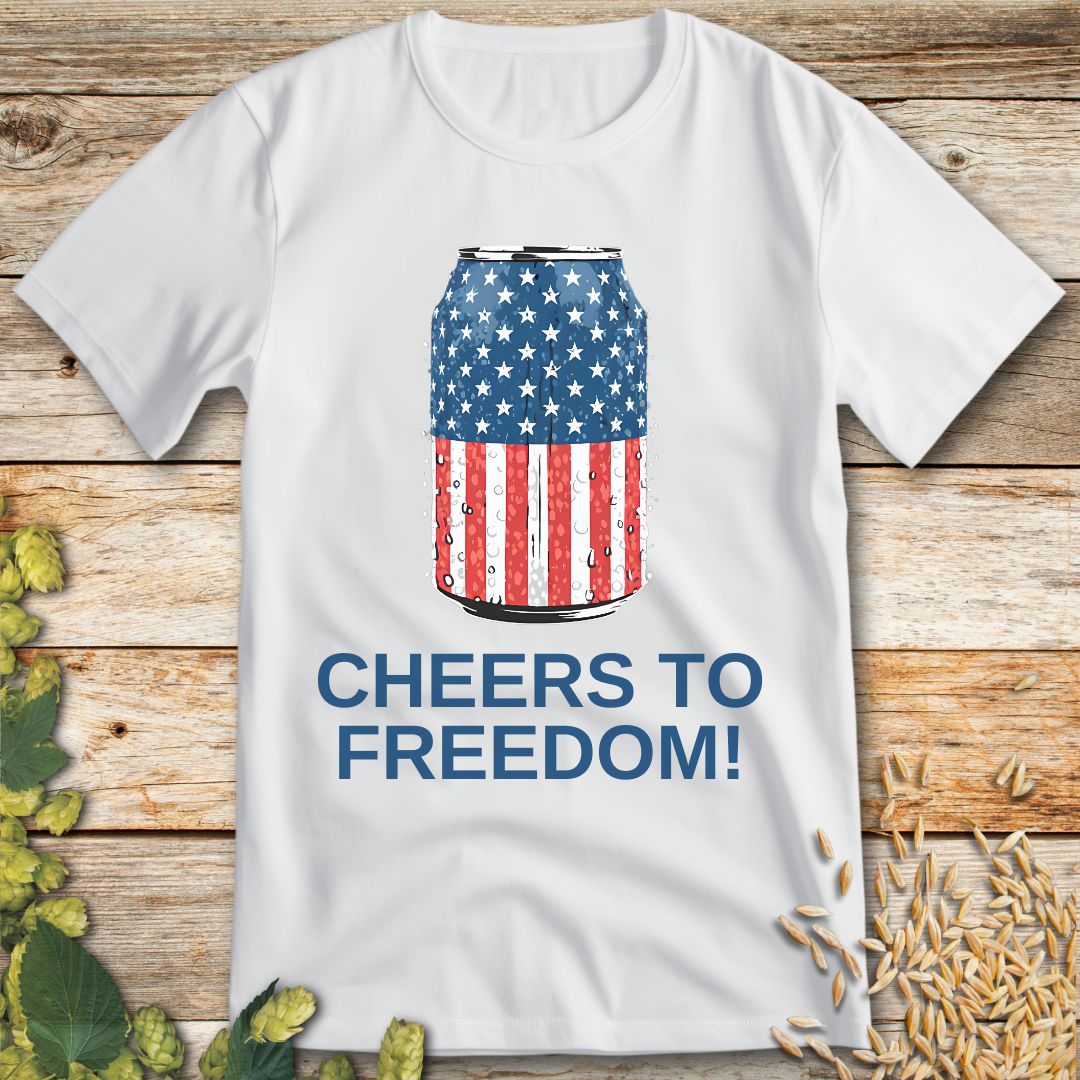 Cheers to Freedom T-Shirt in White - Funny beer shirt for craft beer lovers