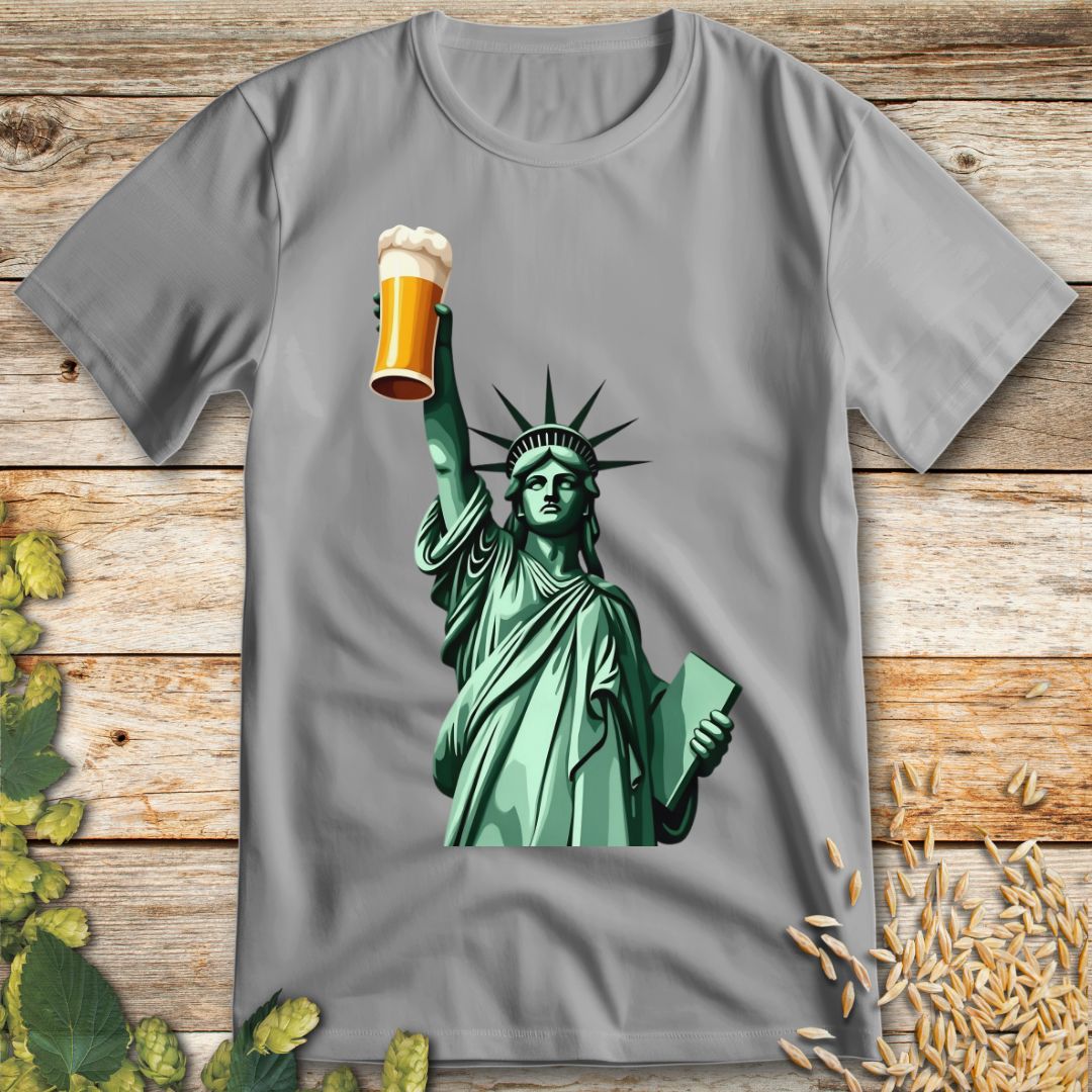 Cheers to Liberty Beer T-Shirt in Ice Grey - Funny beer shirt for craft beer lovers