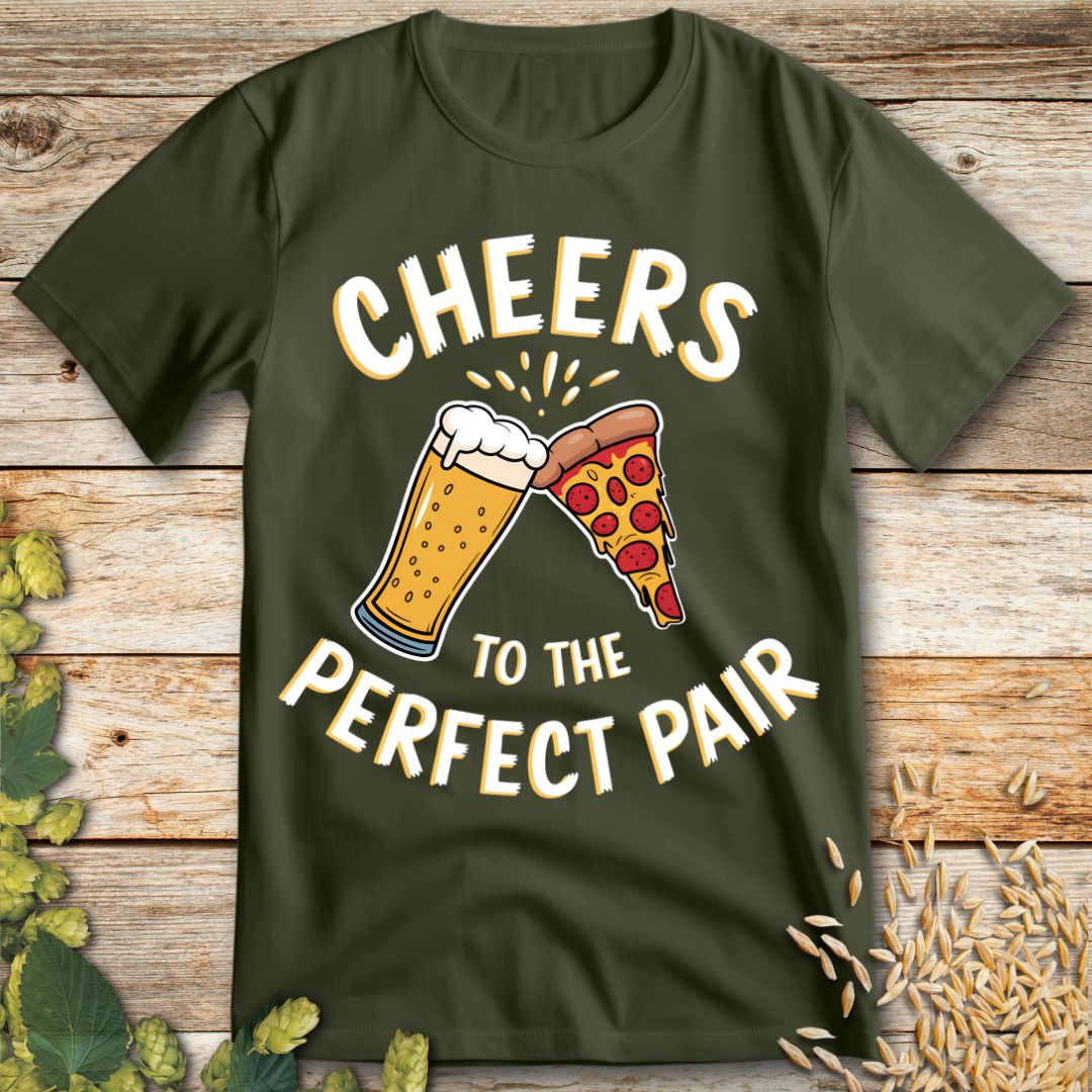 Cheers to the Perfect Pair Beer T-Shirt in Military Green - Funny beer shirt for craft beer lovers