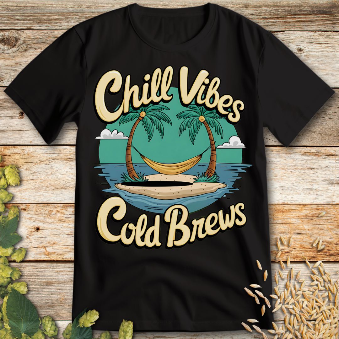 Chill Vibes Cold Brews T-Shirt in Black - Funny beer shirt for craft beer lovers