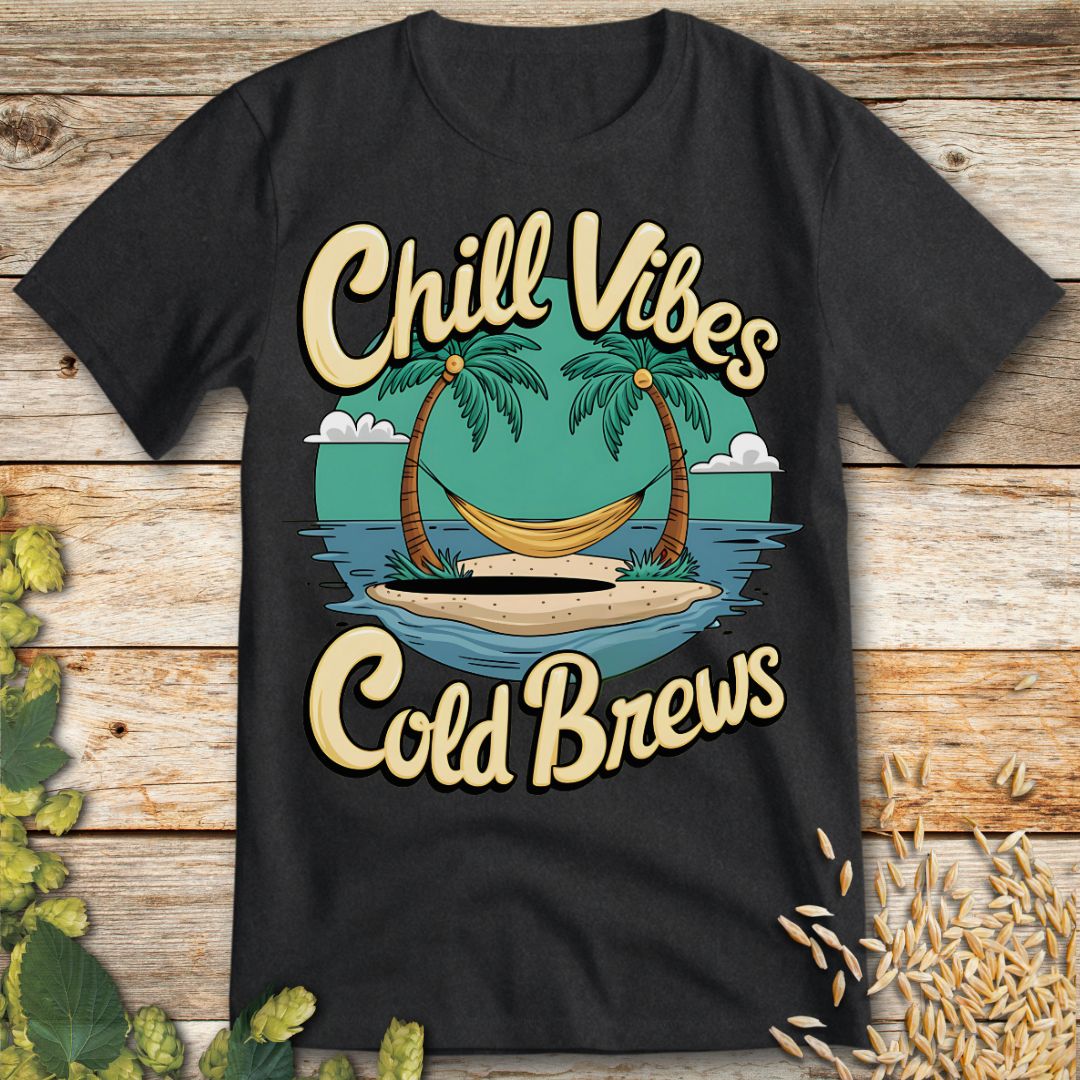 Chill Vibes Cold Brews T-Shirt in Dark Heather - Funny beer shirt for craft beer lovers