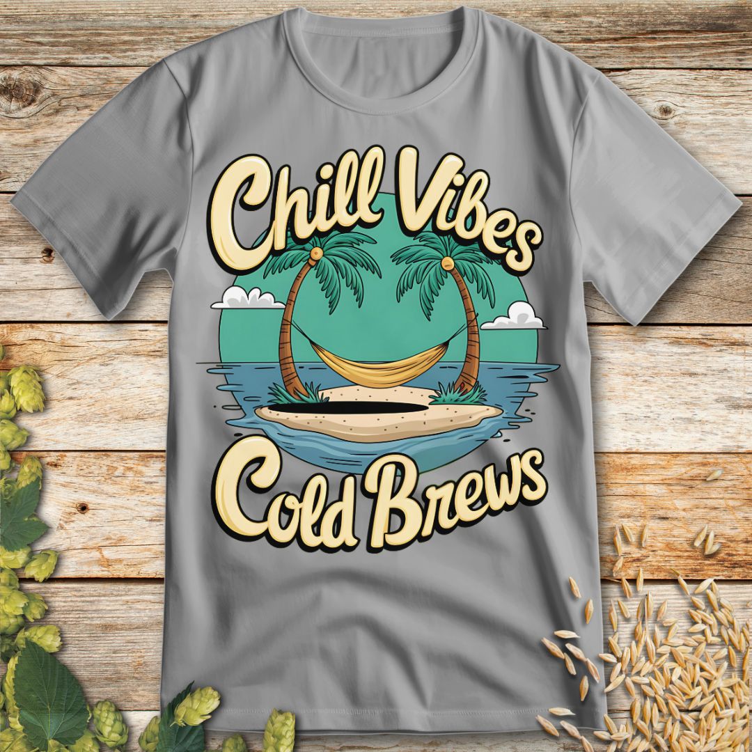 Chill Vibes Cold Brews T-Shirt in Ice Grey - Funny beer shirt for craft beer lovers