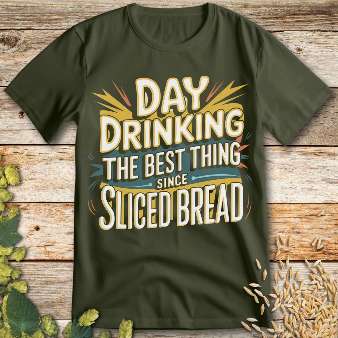 Day Drinking T-Shirt in Military Green - Funny beer shirt for craft beer lovers