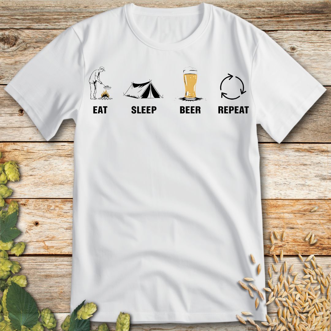 Eat Sleep Beer Repeat T-Shirt in White - Funny beer shirt for craft beer lovers