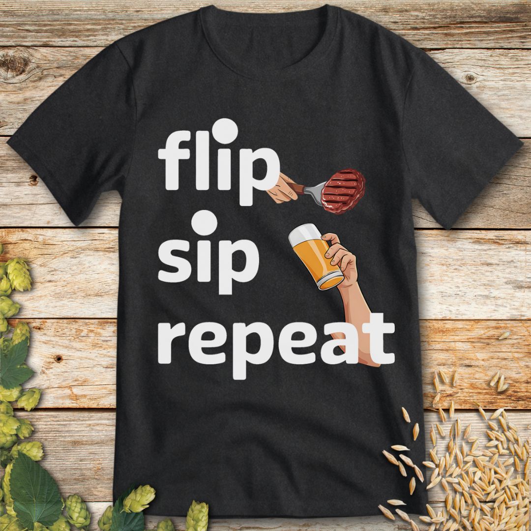 Flip Sip Repeat T-Shirt in Dark Heather - Funny beer shirt for craft beer lovers