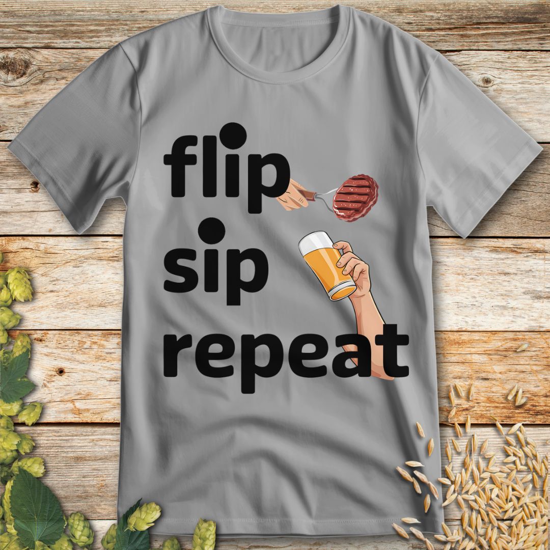 Flip Sip Repeat T-Shirt in Ice Grey - Funny beer shirt for craft beer lovers