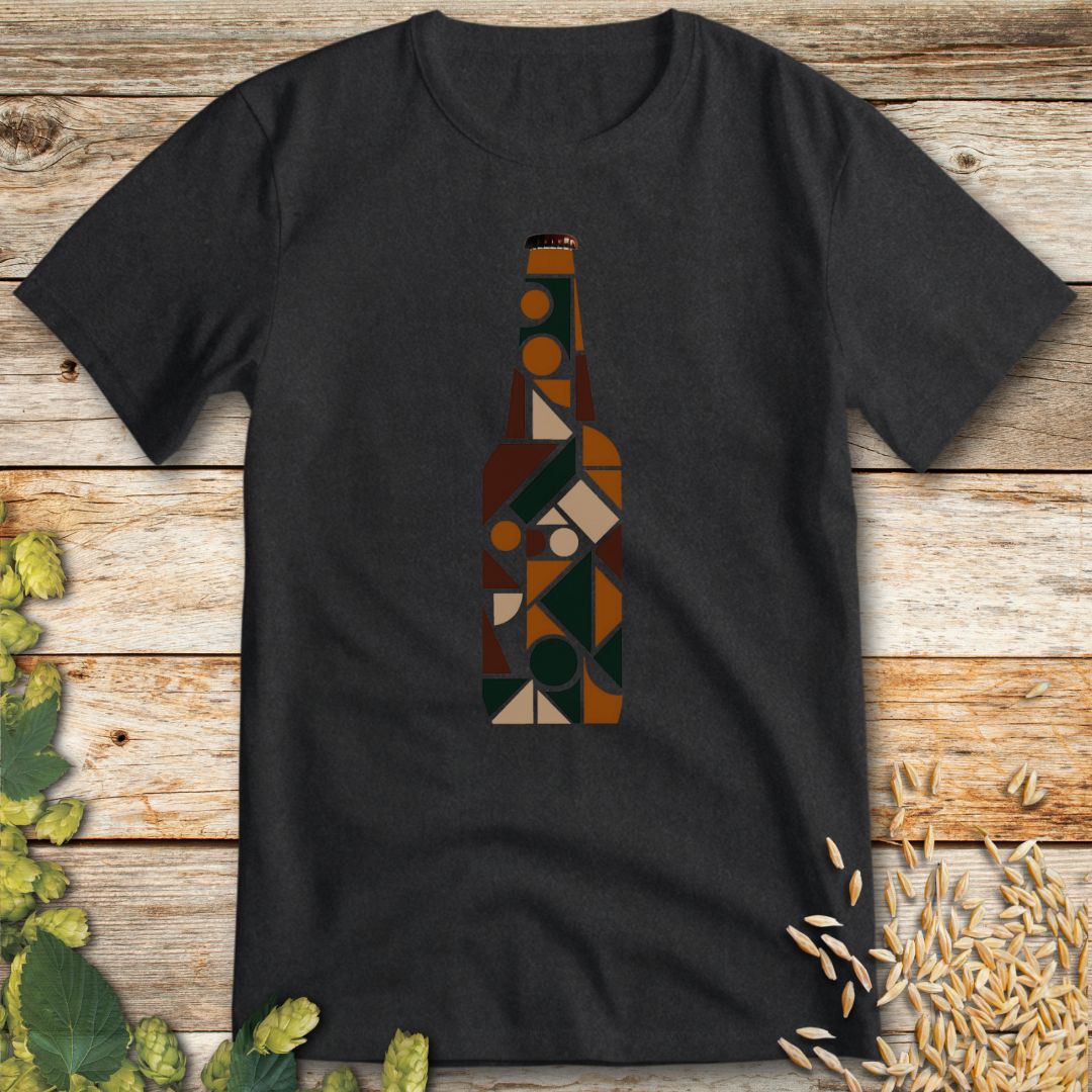 Geometric Beer Bottle T-Shirt in Dark Heather - Funny beer shirt for craft beer lovers