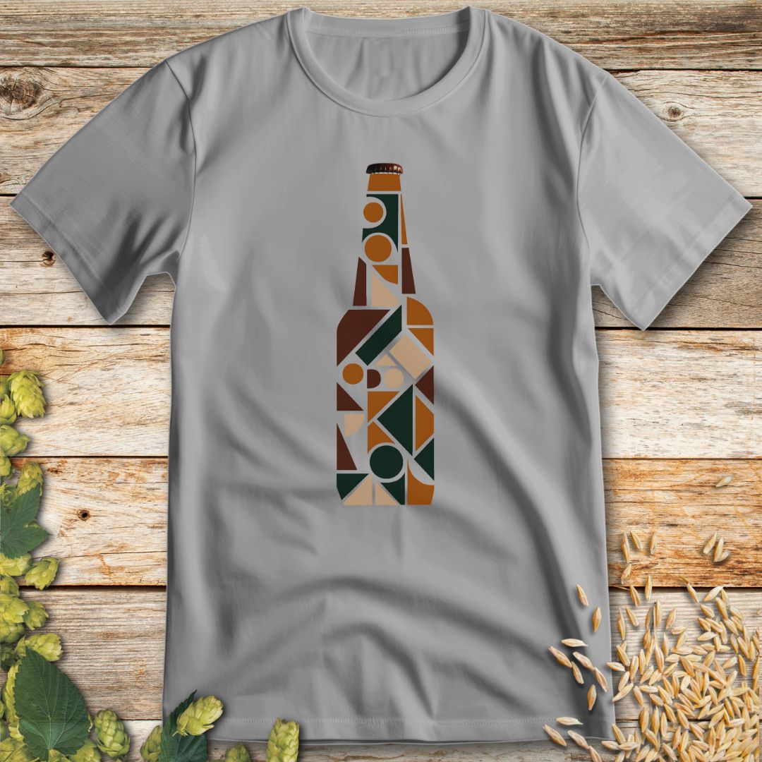Geometric Beer Bottle T-Shirt in Ice Grey - Funny beer shirt for craft beer lovers