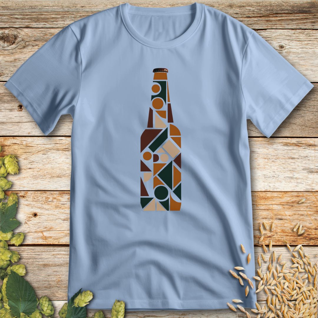 Geometric Beer Bottle T-Shirt in Light Blue - Funny beer shirt for craft beer lovers