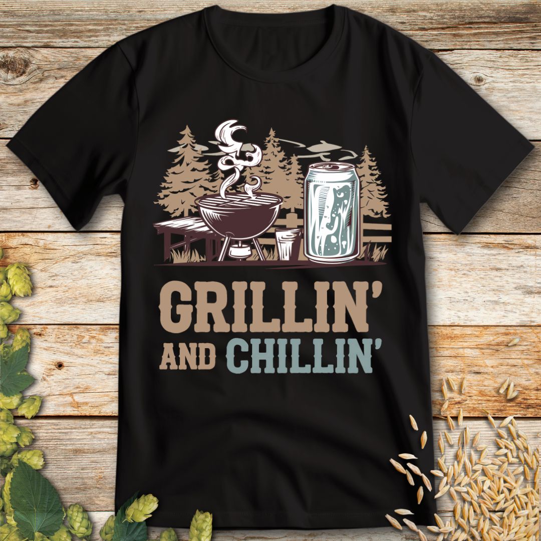 Grillin and Chillin T-Shirt in Black - Funny beer shirt for craft beer lovers