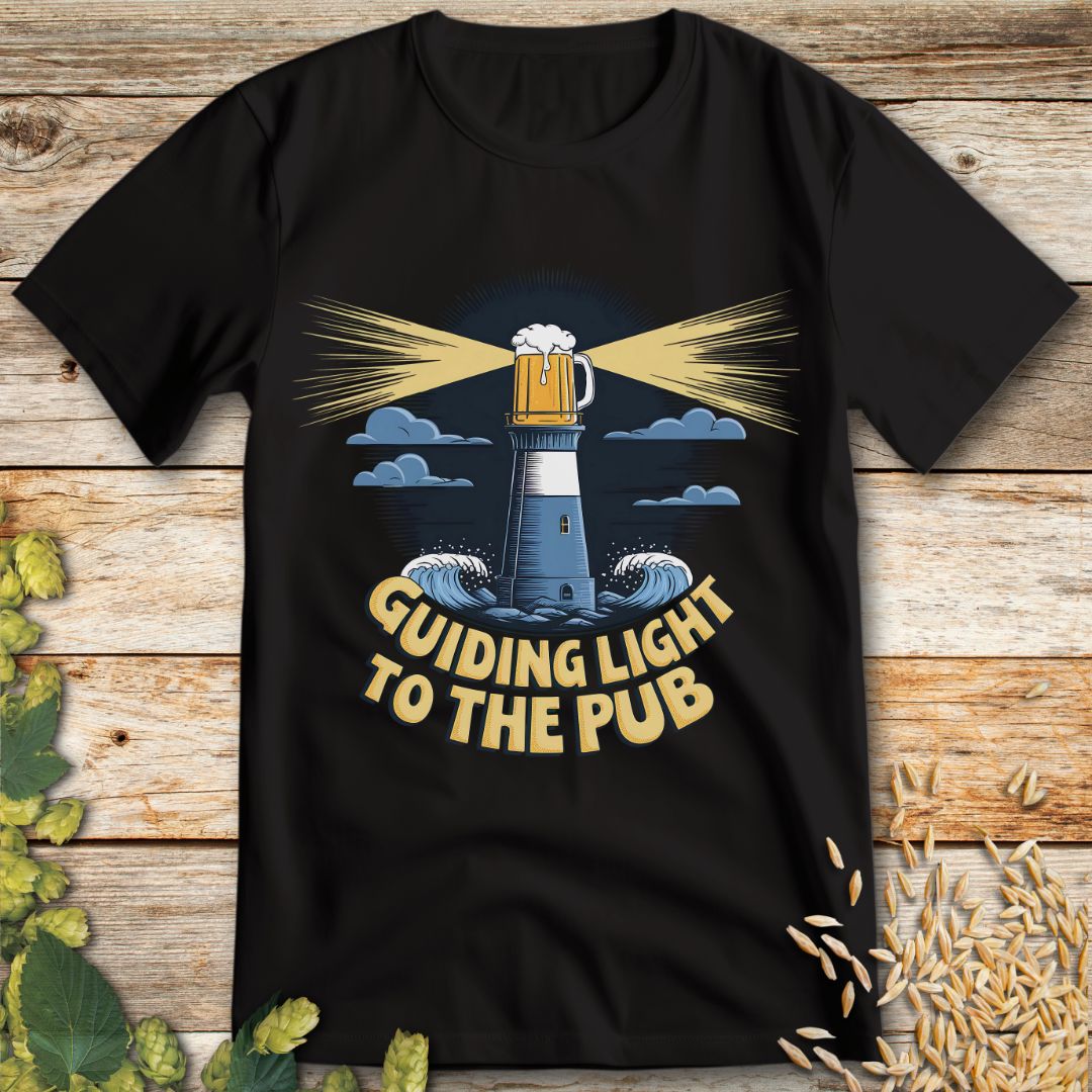 Guiding Light to the Pub T-Shirt in Black - Funny beer shirt for craft beer lovers