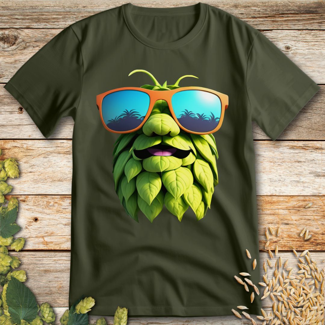Happy Hop Beer T-Shirt in Military Green - Funny beer shirt for craft beer lovers