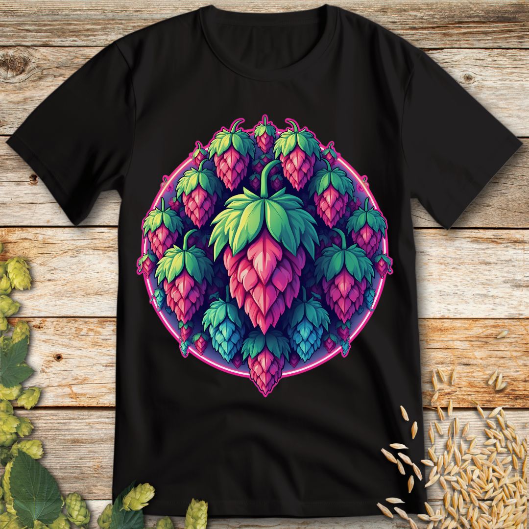 Hop Cluster Glow T-Shirt in Black - Funny beer shirt for craft beer lovers