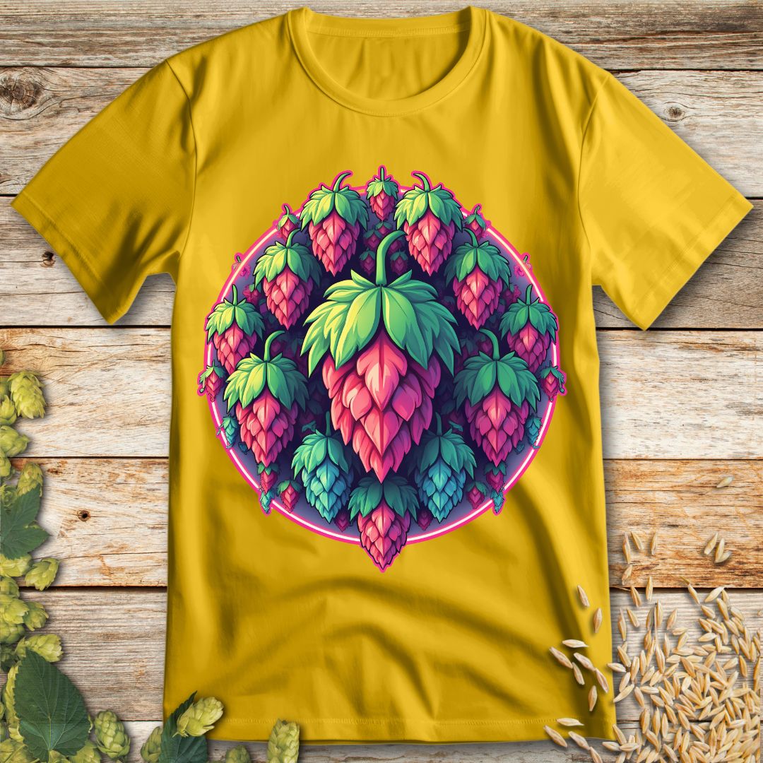 Hop Cluster Glow T-Shirt in Daisy - Funny beer shirt for craft beer lovers