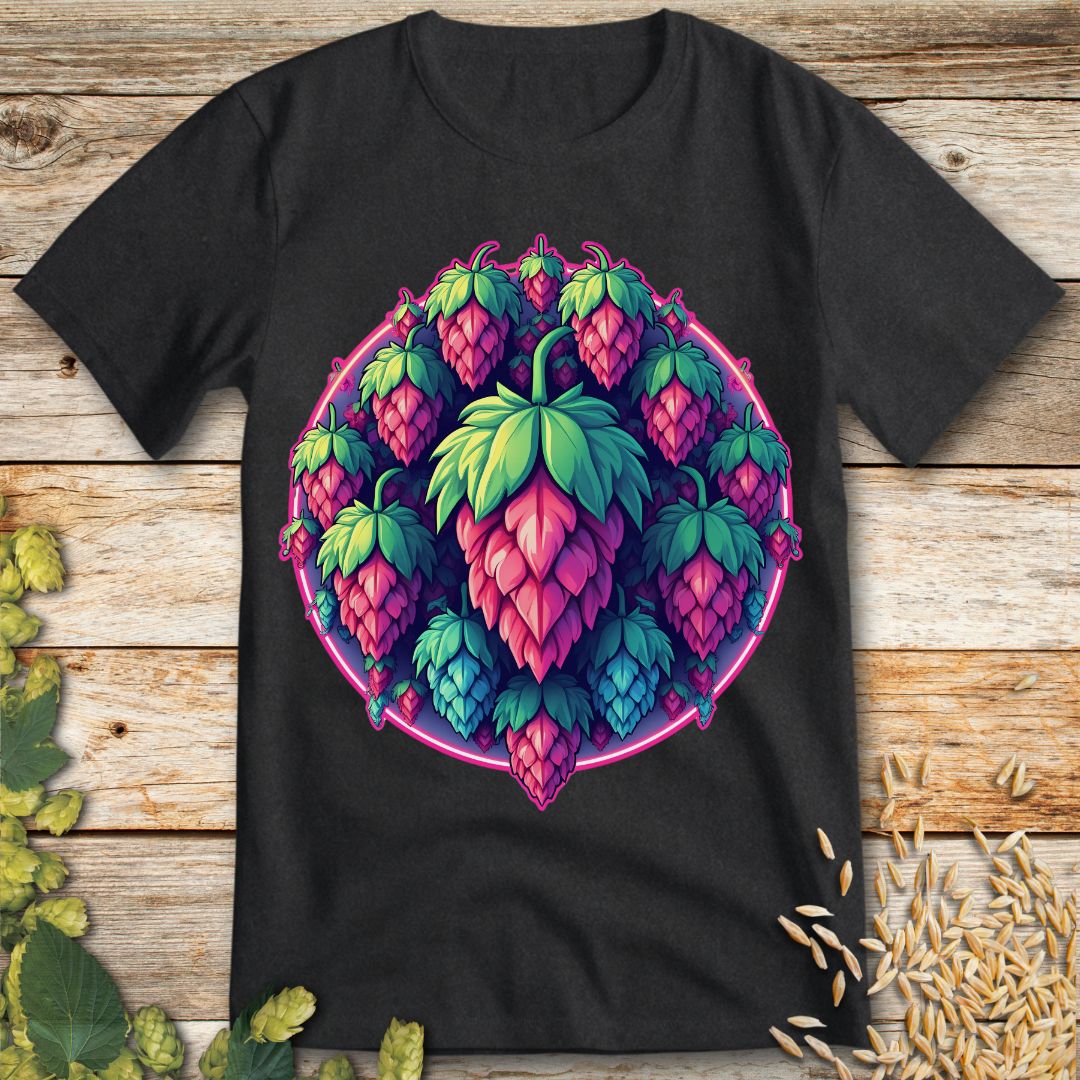Hop Cluster Glow T-Shirt in Dark Heather - Funny beer shirt for craft beer lovers