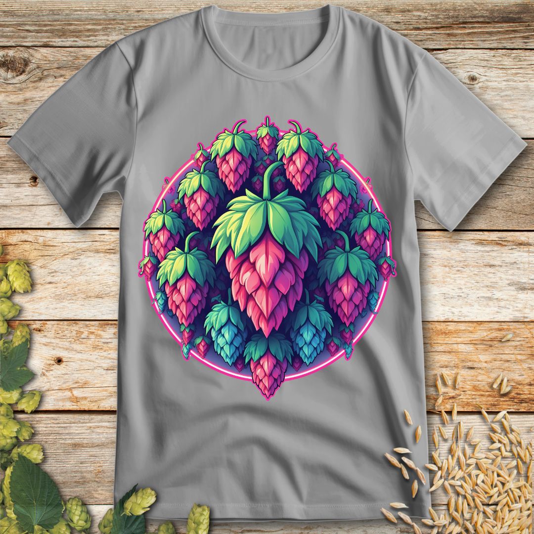 Hop Cluster Glow T-Shirt in Ice Grey - Funny beer shirt for craft beer lovers