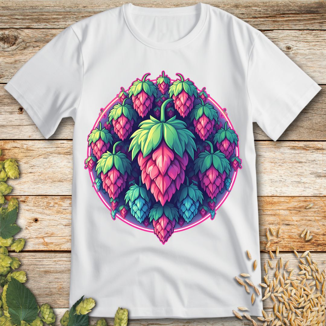 Hop Cluster Glow T-Shirt in White - Funny beer shirt for craft beer lovers