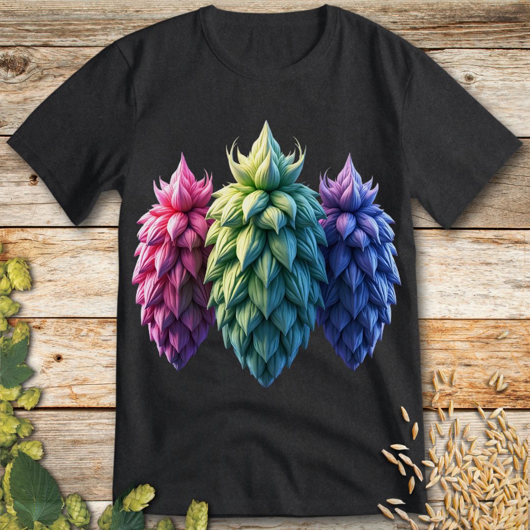 Hops Trio T-Shirt in Dark Heather - Funny beer shirt for craft beer lovers