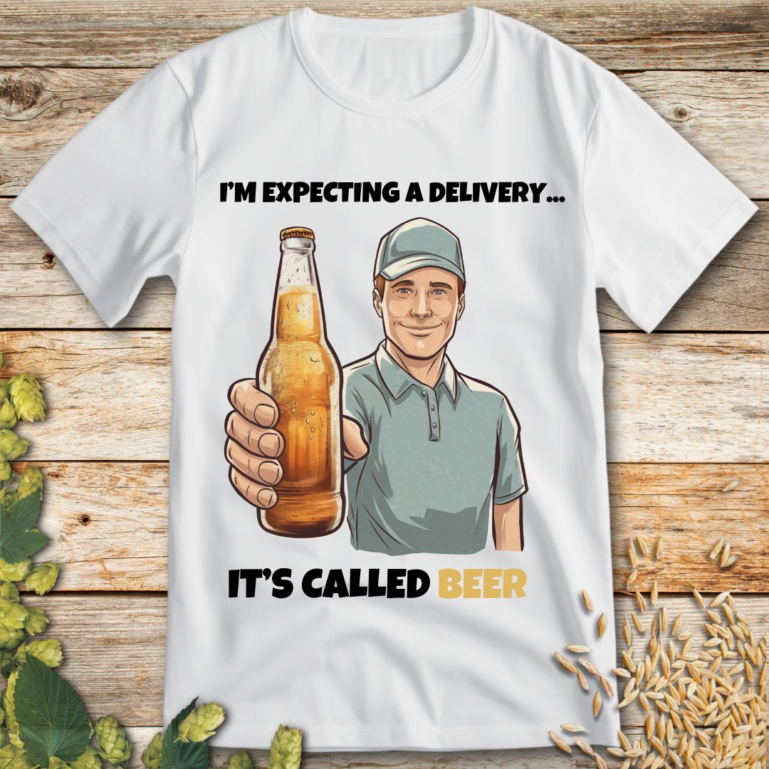 I'm Expecting a Delivery It's Called Beer T-Shirt in White - Funny beer shirt for craft beer lovers