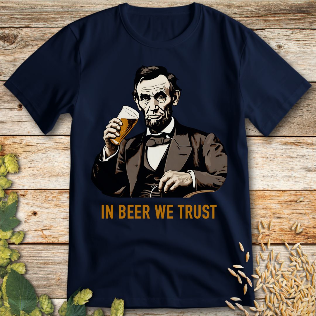 In Beer We Trust T-Shirt in Navy - Funny beer shirt for craft beer lovers