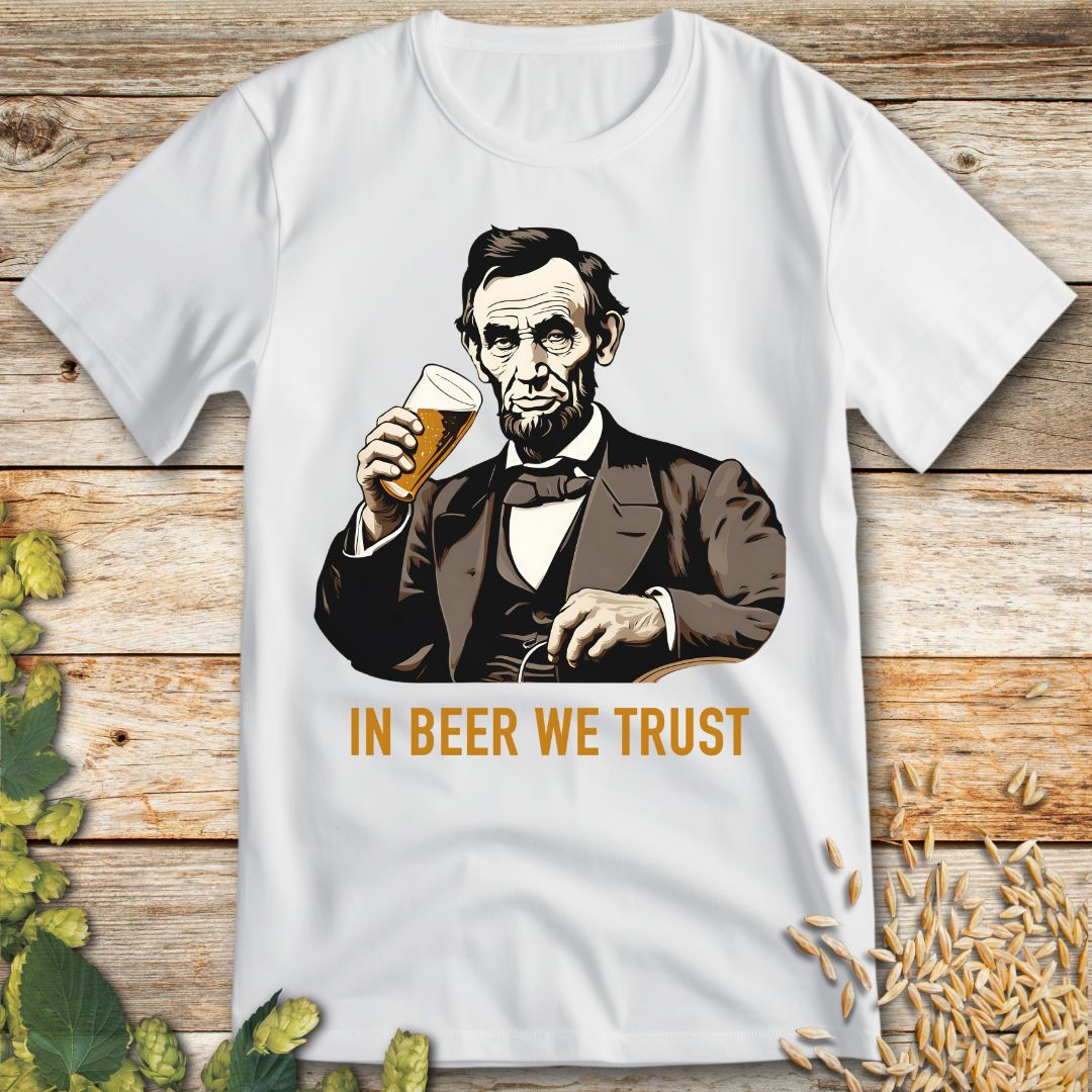 In Beer We Trust T-Shirt in White - Funny beer shirt for craft beer lovers