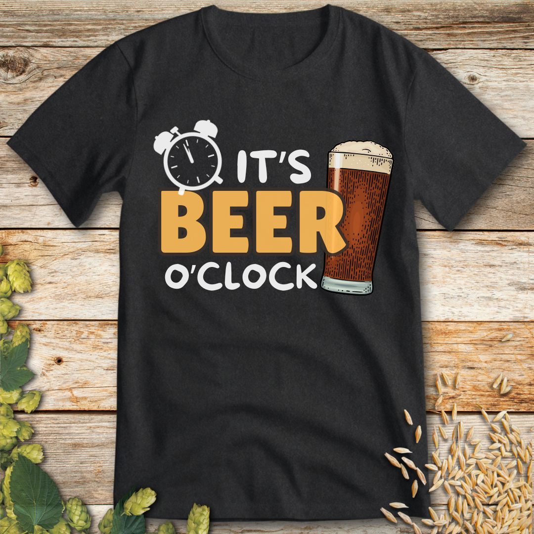 It's Beer O'Clock T-Shirt in Dark Heather - Funny beer shirt for craft beer lovers