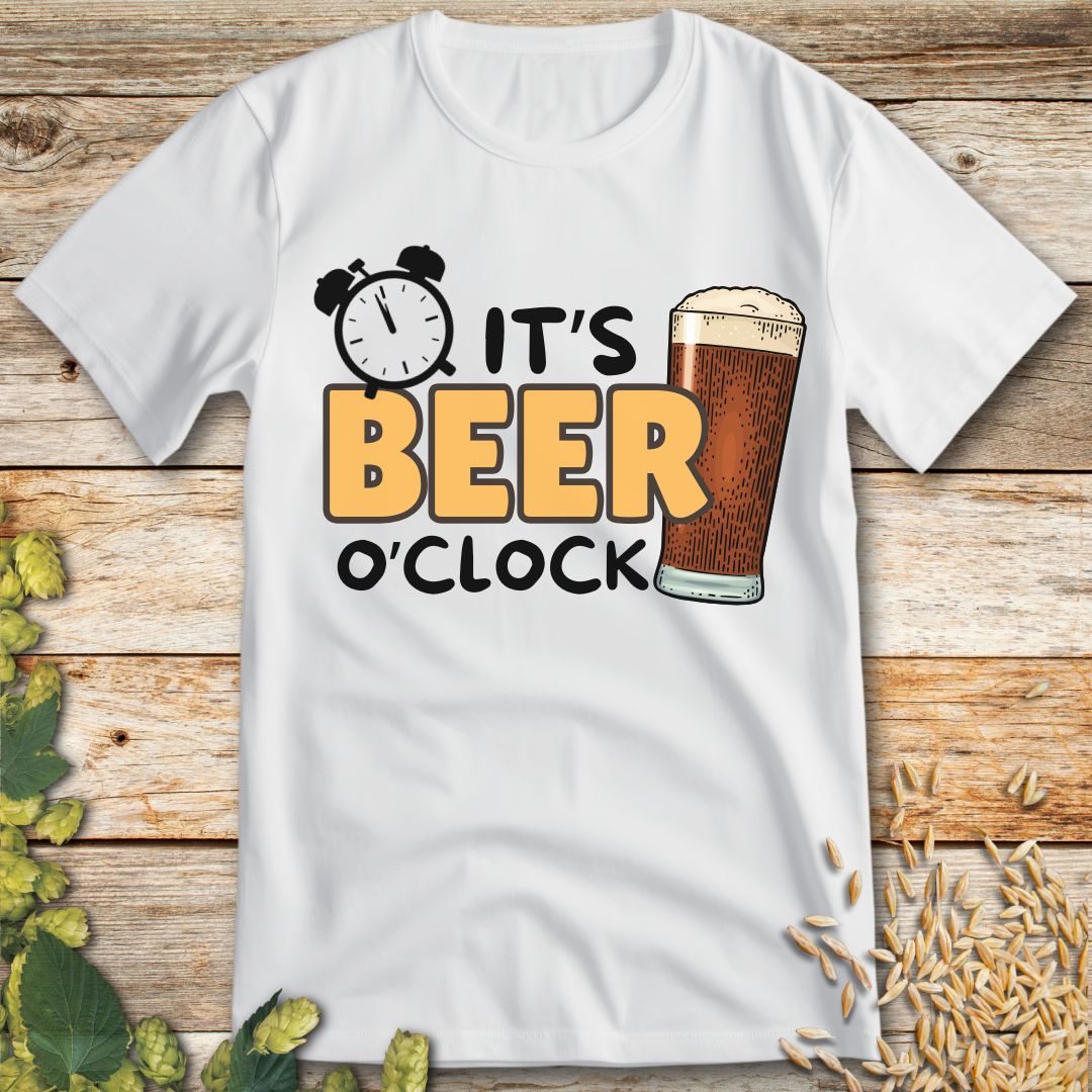 It's Beer O'Clock T-Shirt in White - Funny beer shirt for craft beer lovers
