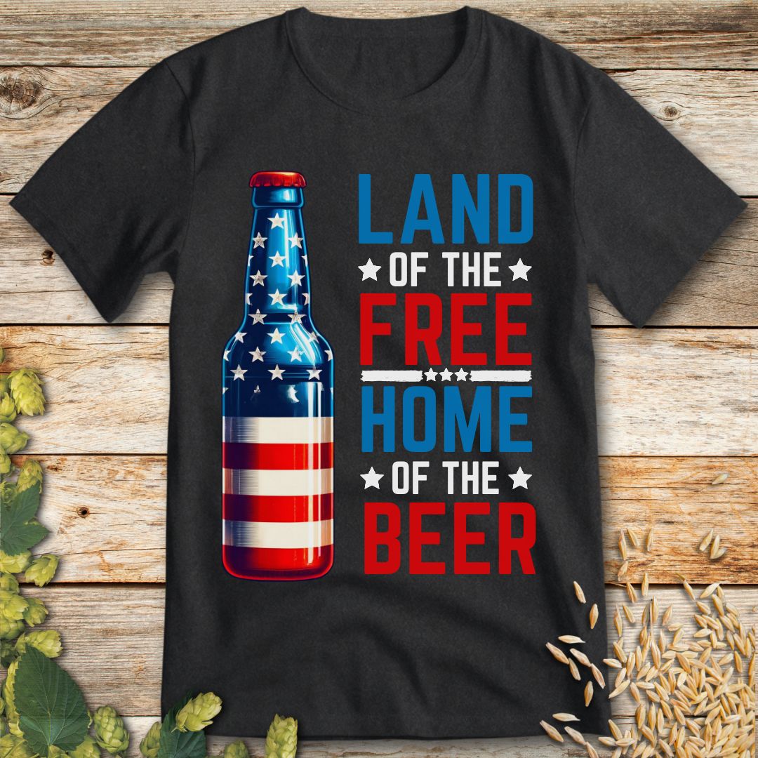 Land of the Free Home of the Beer T-Shirt in Dark Heather - Funny beer shirt for craft beer lovers